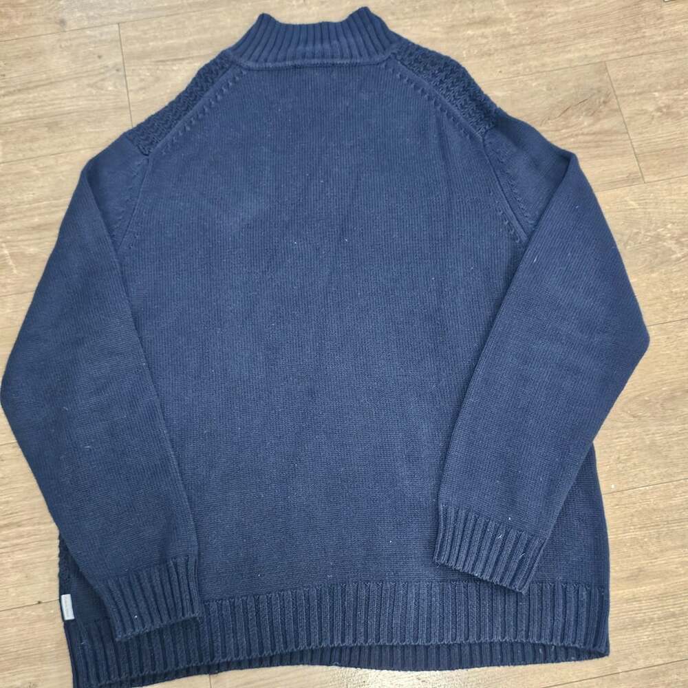 Calvin Klein Mens XXL Navy Blue Quarter Zip Textured Knit Cotton Sweater 2XL - Picture 3 of 8